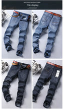 Straight Stretch Classic Blue Black Men's Jeans for Comfort