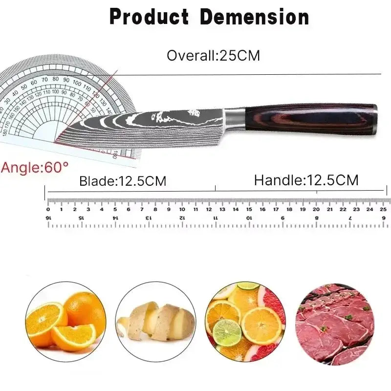 Premium Japanese Santoku Knife With Laser Damascus Design - OurLum.com