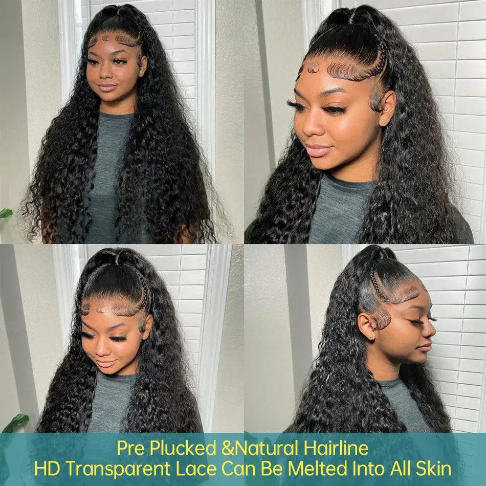 HD Transparent Water Wave Curly Lace Front Wig Two Hundred