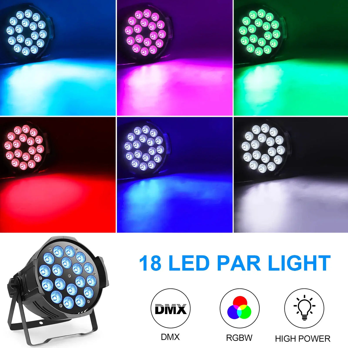 U'King 4PCS 200W 18 LED Par Light 4in1 18x8W RGBW Stage Light DMX 512 Control 4/8CH Flat Lighting Christmas DJ Party Disco Lamp