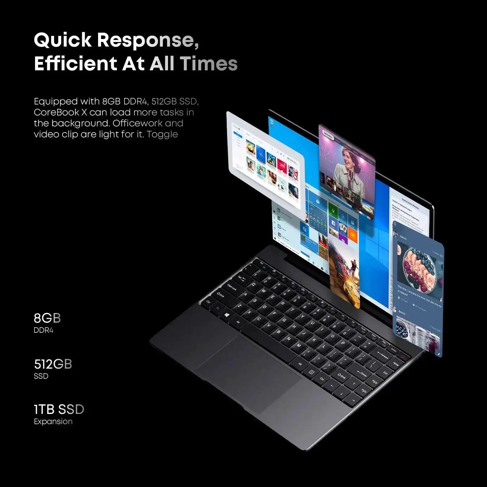 CoreBook X Gaming Laptop 14.1 Inch FHD IPS Intel I3-1215U