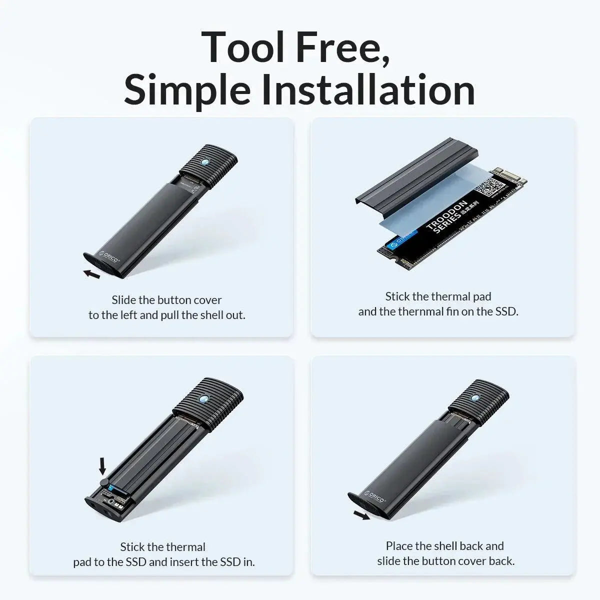 Orico M2 NVMe SSD Enclosure 10Gbps PCIe Tool Free Case