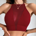Luxe Ribbed Backless Mesh Crop Top