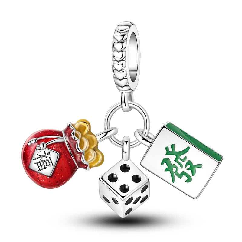 Sterling Silver Pendent Charm Red
