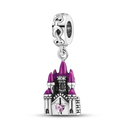 Silver Plated Purple Charm Flower
