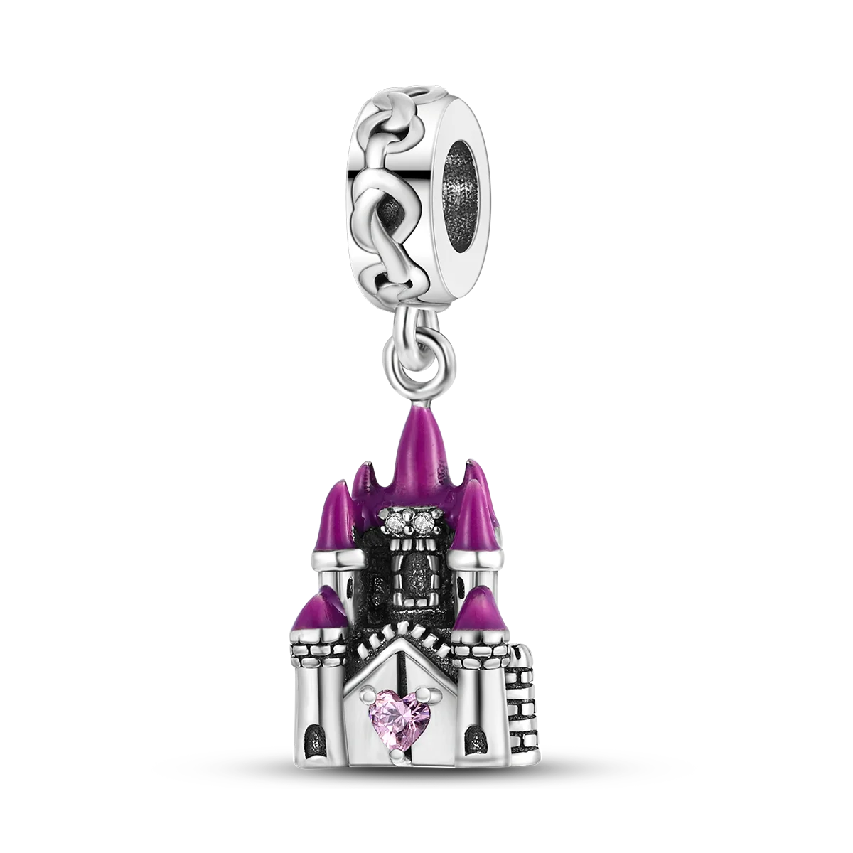 Silver Plated Purple Charm Flower