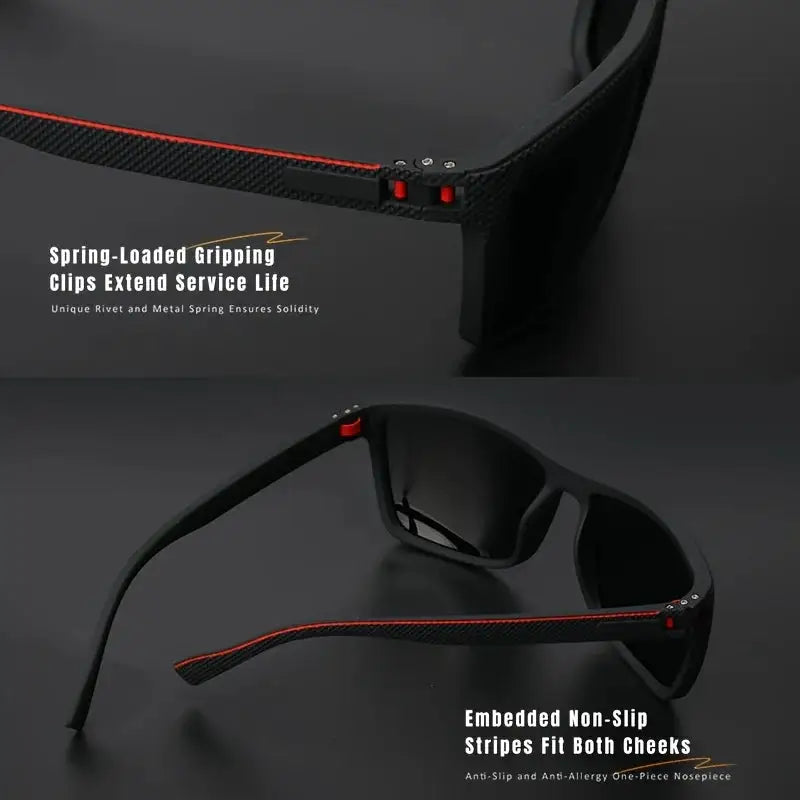 2025 New Square Frame Polarized Sunglasses High-Quality Spring Hinges Multicolor Coated Lenses for Vacation Driving Fishing UV P