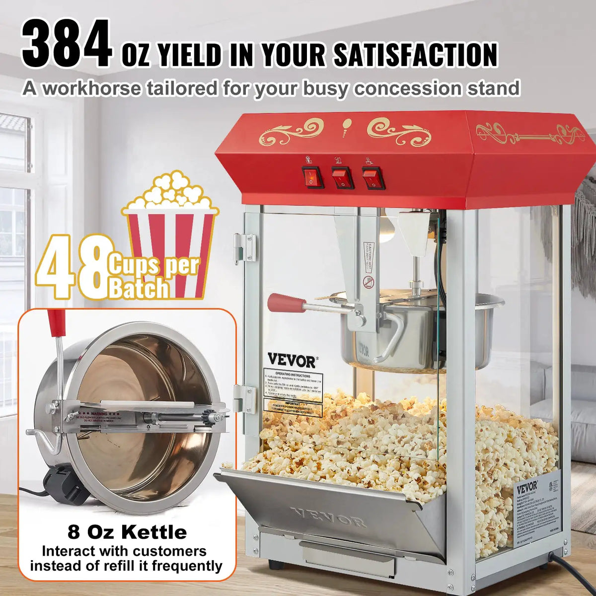 SucceBuy Electric Popcorn Maker Commercial Popper Machine — product view 3