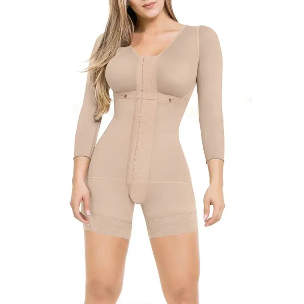Womens High Compression Shapewear Bodysuit With Long Sleeves