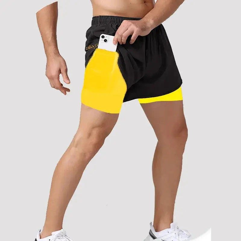 Men's 2 in 1 Quick Dry Running Shorts for Gym Fitness