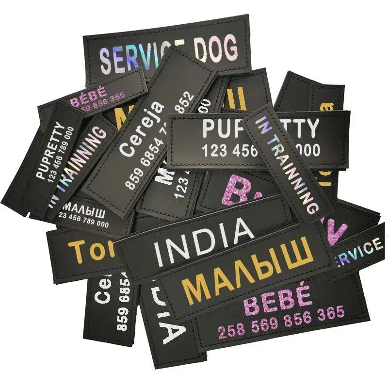 Reflective Personalized Pet Harness Collar ID Tags Paw Heart