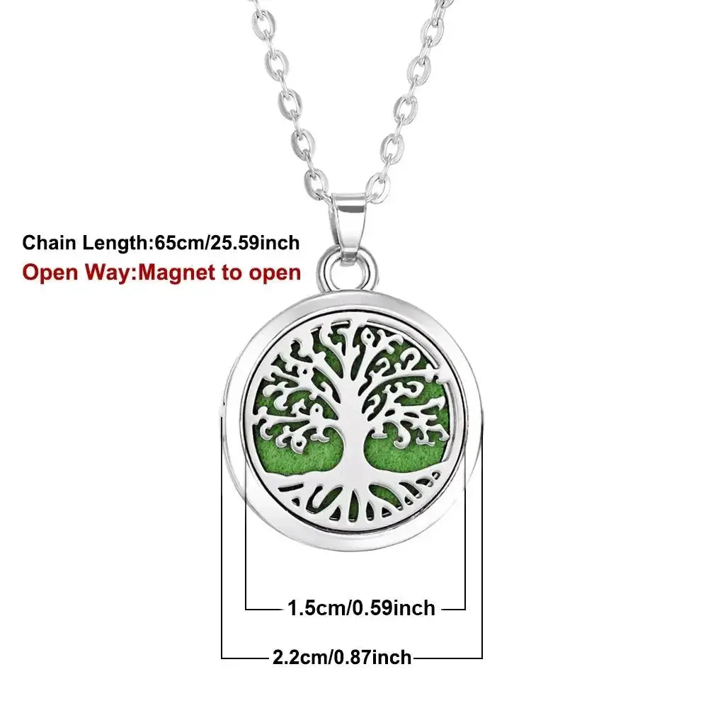 Stainless Steel Tree Of Life Aromatherapy Necklace For Women
