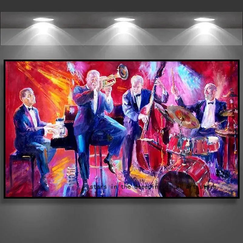 Abstract Jazz Band Poster Canvas Featuring Female Singer