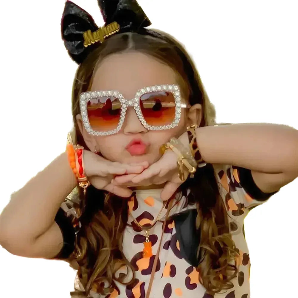 Rhinestone Kids Sunglasses With Colorful Lenses UV Safe