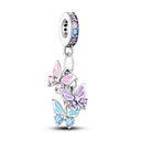Silver Rainbow Flower Dragonfly Charm
