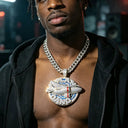 Gold Plated Iced Out Plan Gang Pendant CZ Airplane Target