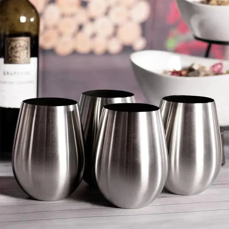 Stainless Steel Stemless Wine Glasses Unbreakable Cups Set 4 - OurLum.com