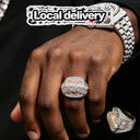 Men Silver Hip Hop Ring With Moissanite