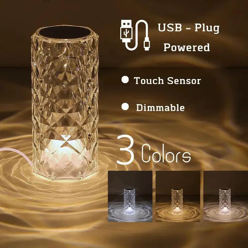 Dimmable LED Crystal Touch Lamp With Remote 16 Colors