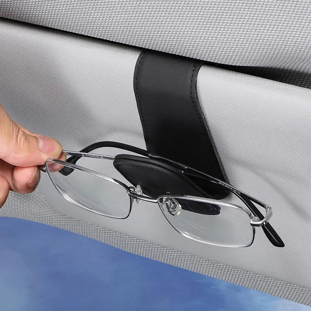 Car Sun Visor Sunglasses Organizer Stylish PU Leather Holder