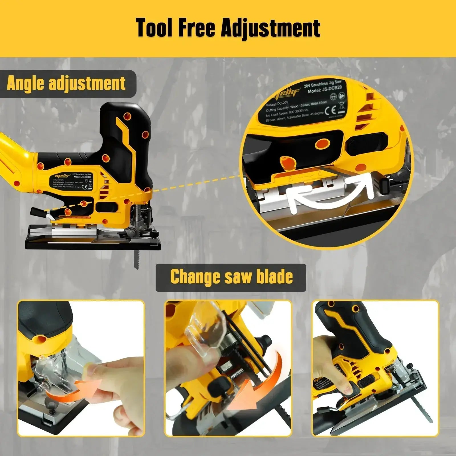Mellif Cordless Jig Saw 18V 20V Max Tool Performance
