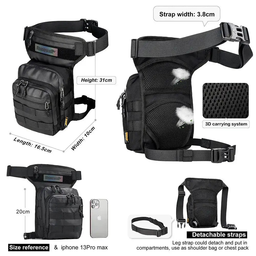Rhinowalk Motorcycle Drop Leg Bag Thigh Belt Waist Bag Multifunction Motorbike Tactical Travel Cell/Mobile Phone Purse Chest Bag