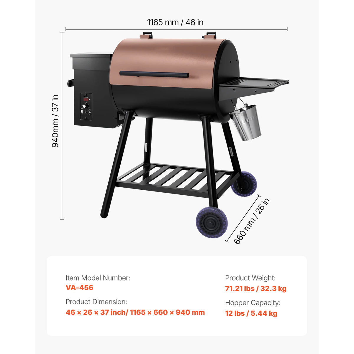SucceBuy Wood Pellet Grill Smoker in BBQ Grills for Outdoor — product view 9