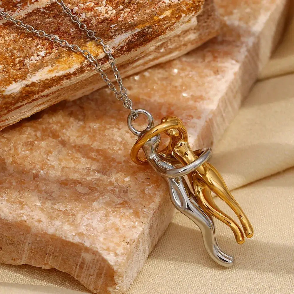 E.B.belle Mix Color People Hug Pendants Necklace Gift