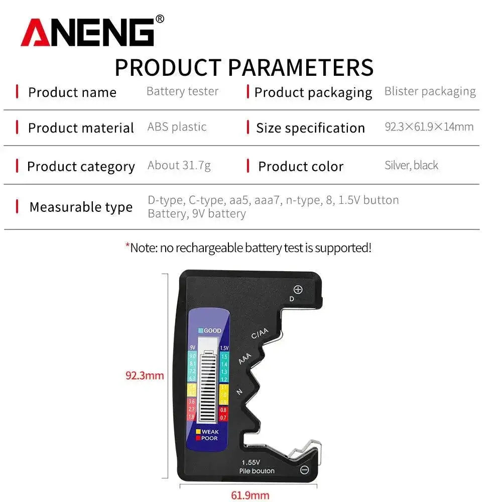 ANENG Universal Battery Tester LCD Display Voltage Capacity