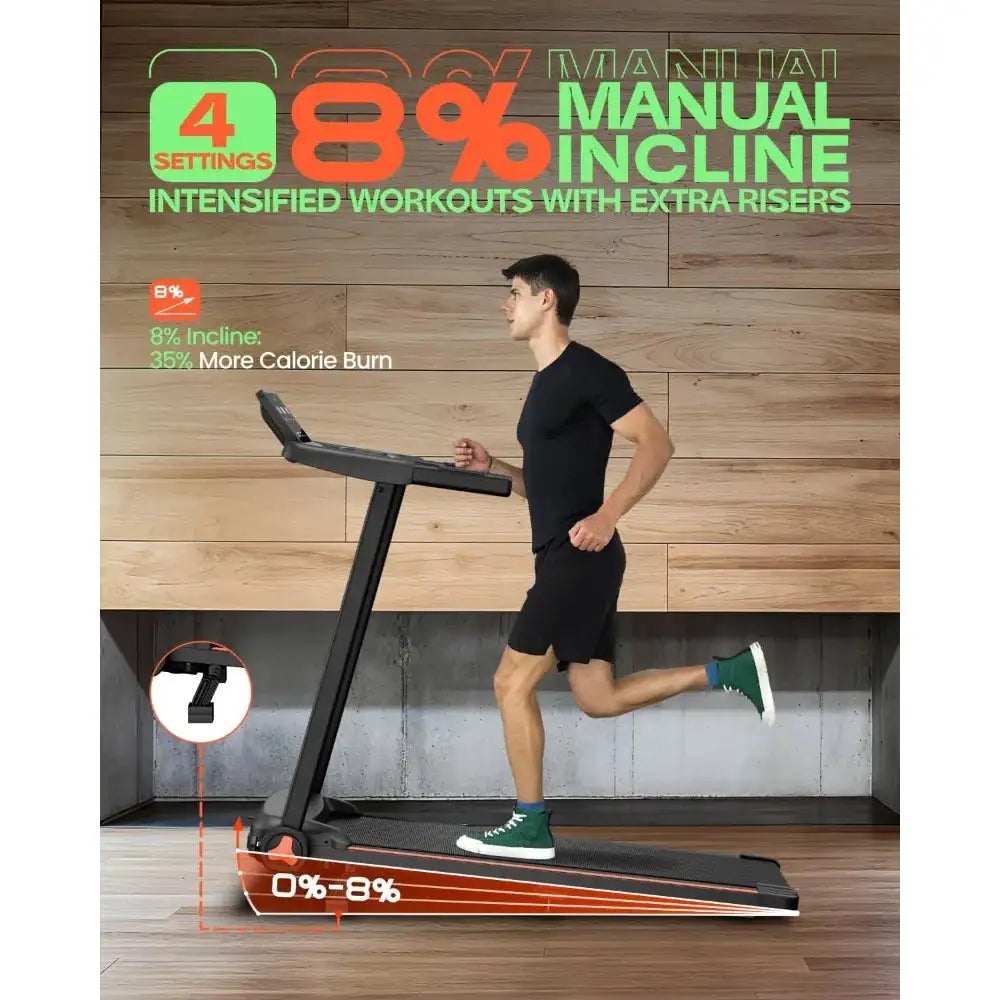 Foldable Walking Pad Treadmill: Compact, 3.5HP, 400lbs Capacity, Portable, 12 Workouts & LED Display