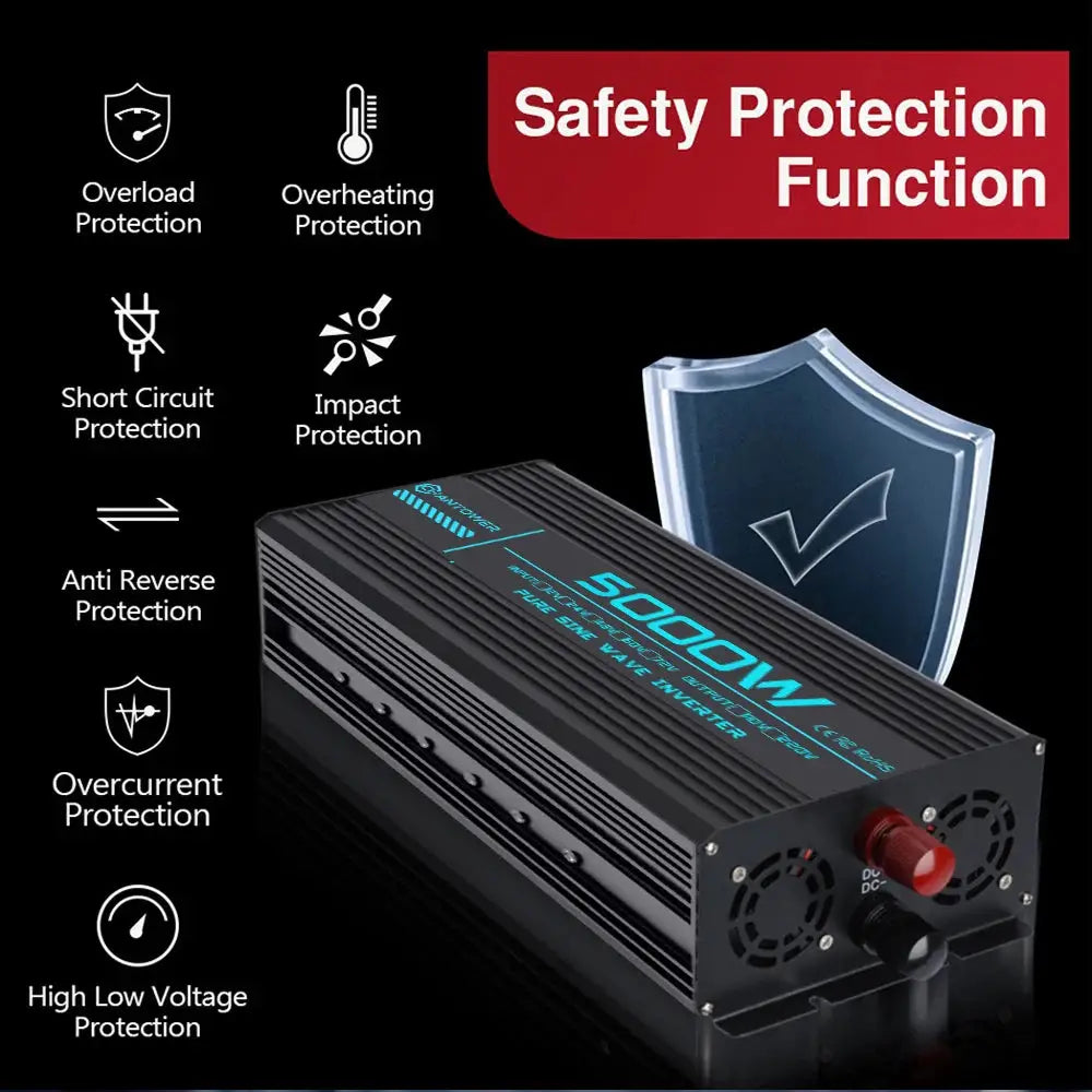 Pure Sine Wave Inverter 12V 220V 24V 1000W 1600W 3000W 4000W 5000W 6000W DC To AC Power Converter Charger Car Solar Inverter