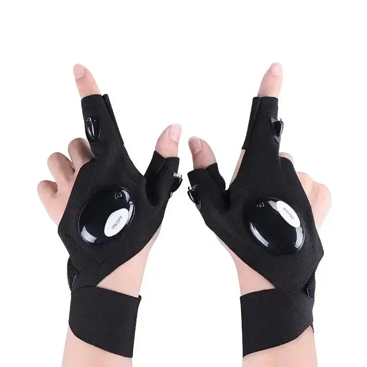Half Finger Fishing Gloves With LED Light Waterproof Tool