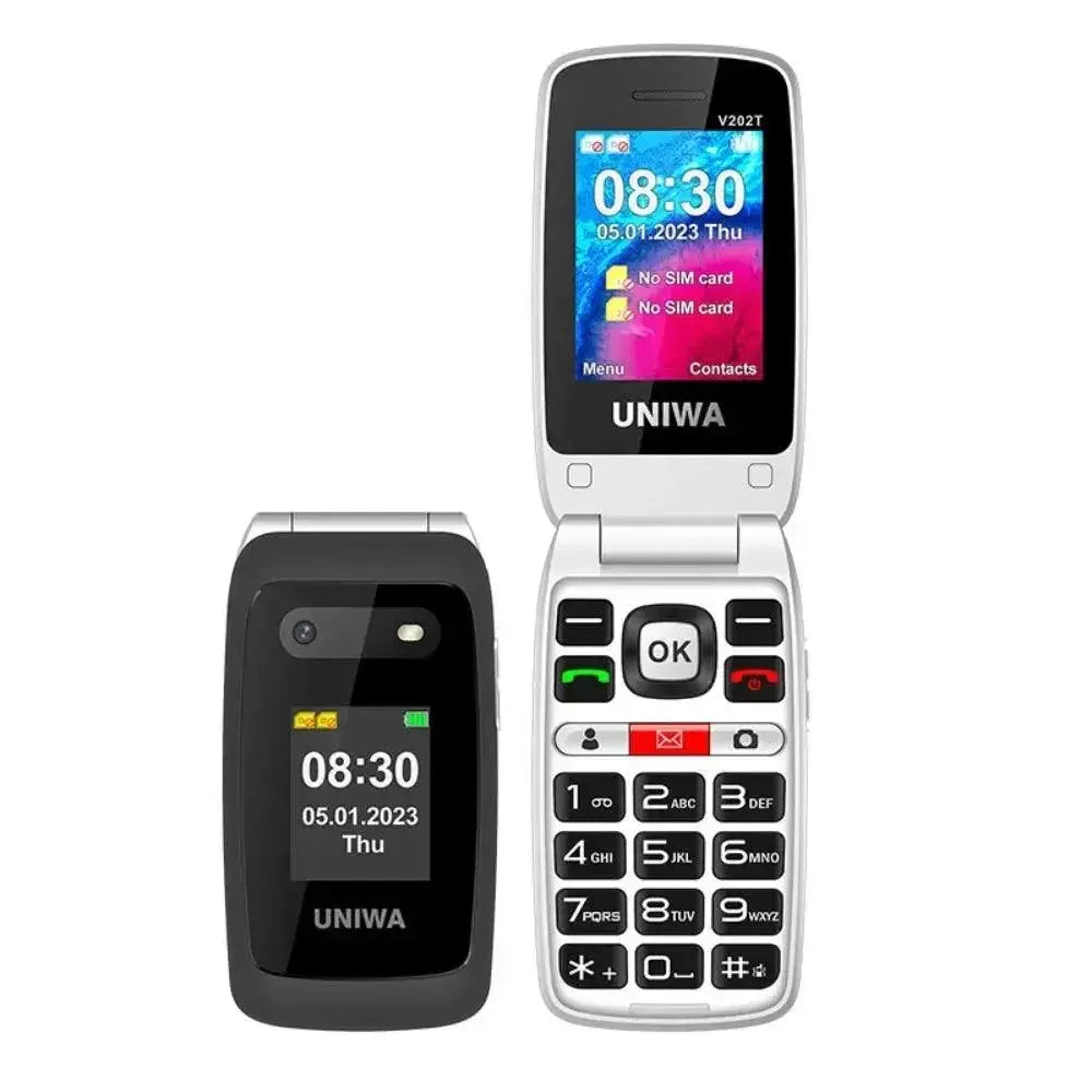 Uniwa V202T 4G Flip Senior Phone 2.4 Inch Dual Screen