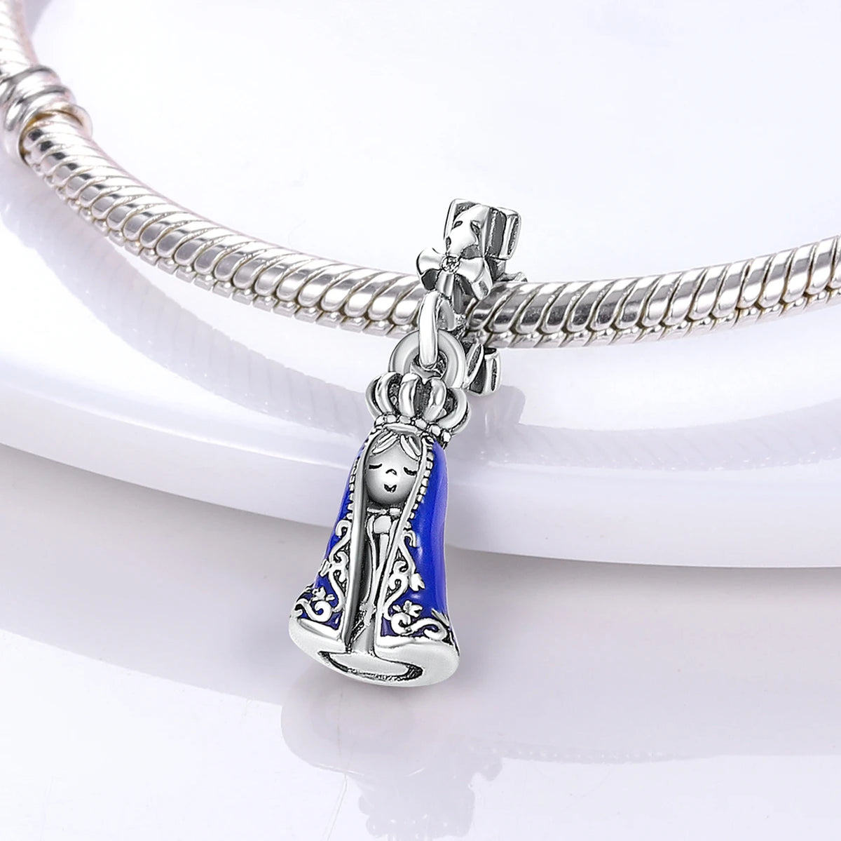 Silver Rainbow Flower Dragonfly Charm