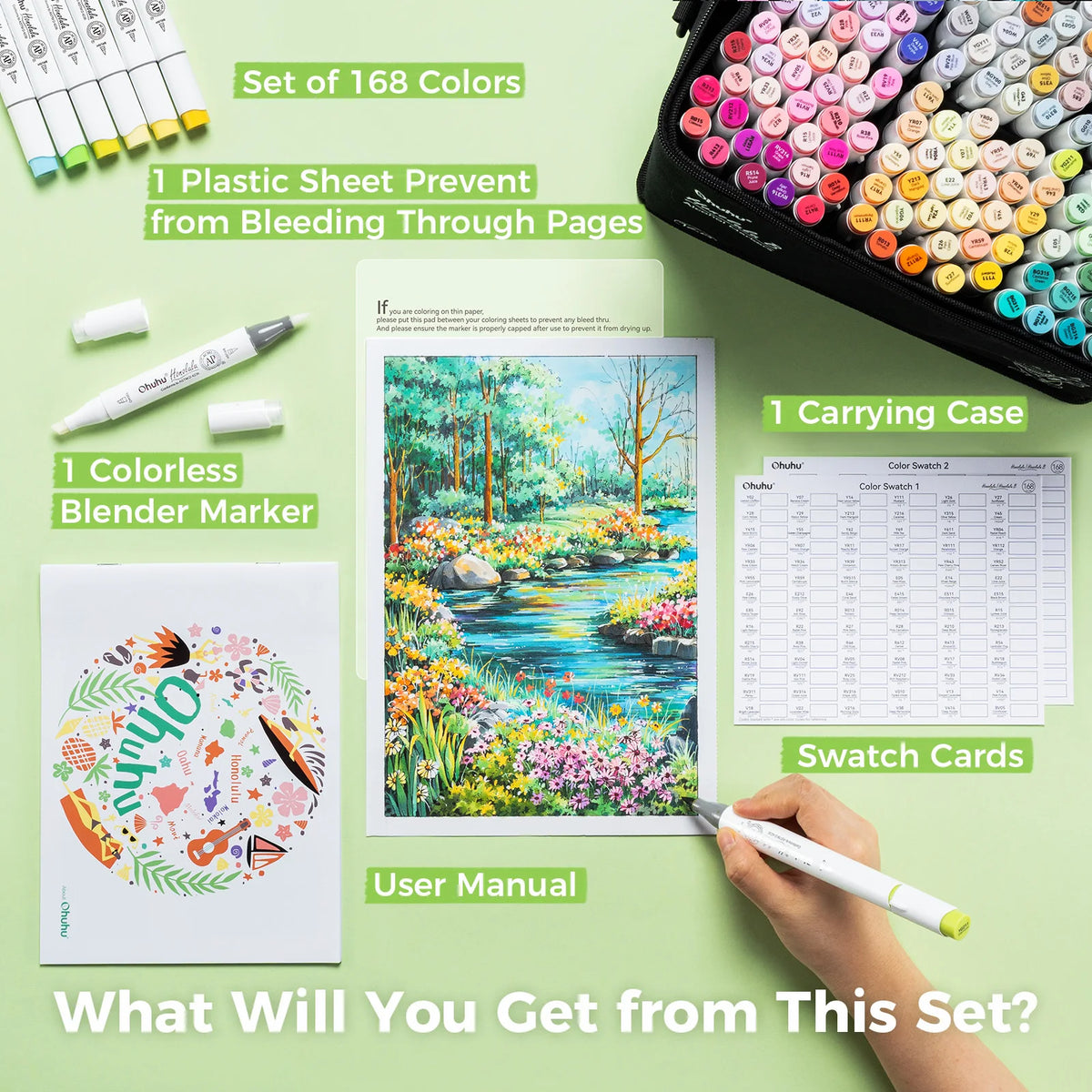 Ohuhu Honolulu Marker Set Colors — product view 4