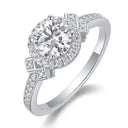 Moissanite Ring in Sterling Silver Couple Prong Setting