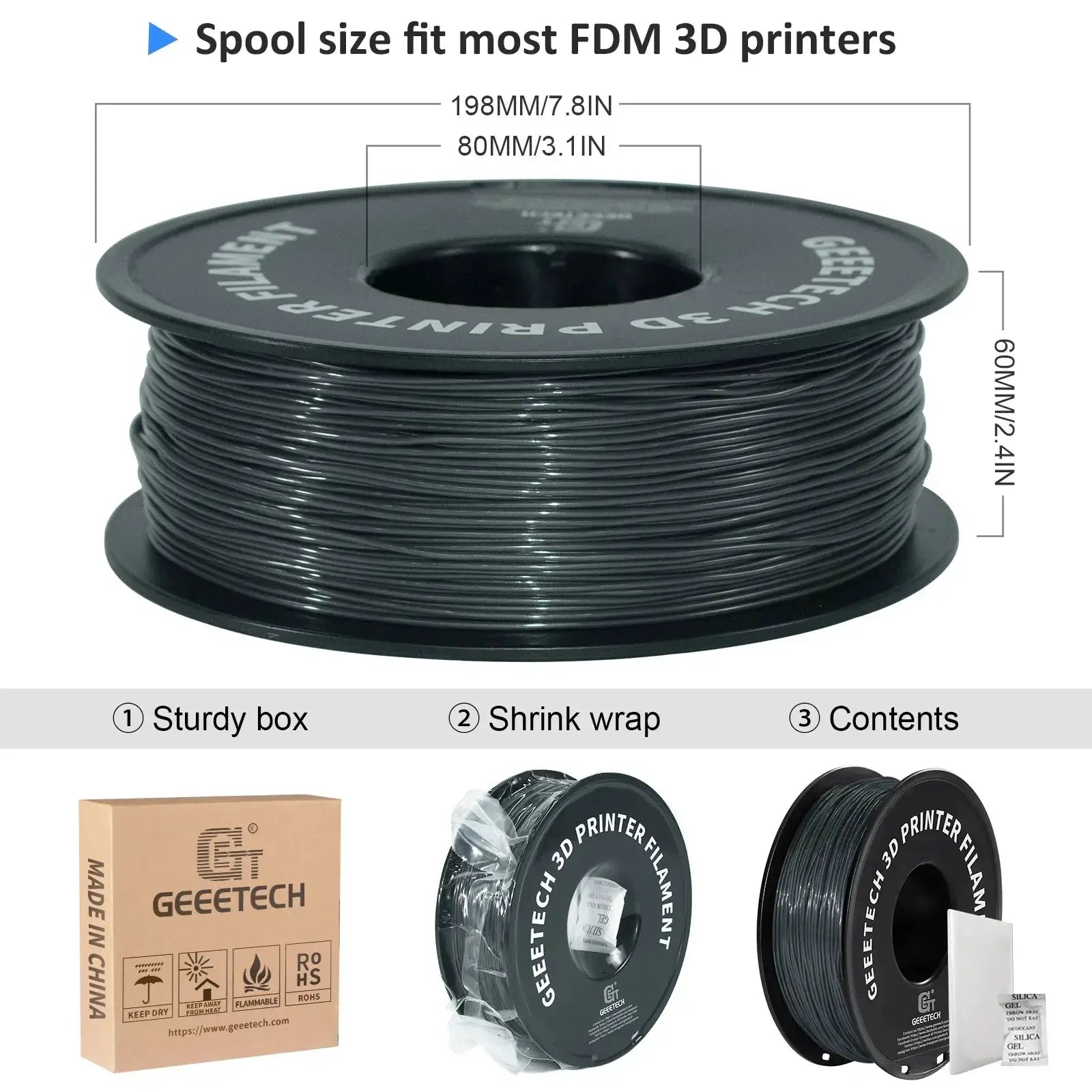 Geeetech TPU 3D Printer Flexible Filament 1kg 1.75mm Spool
