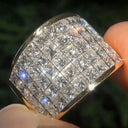 Square Platinum Zircon Party Charm Ring