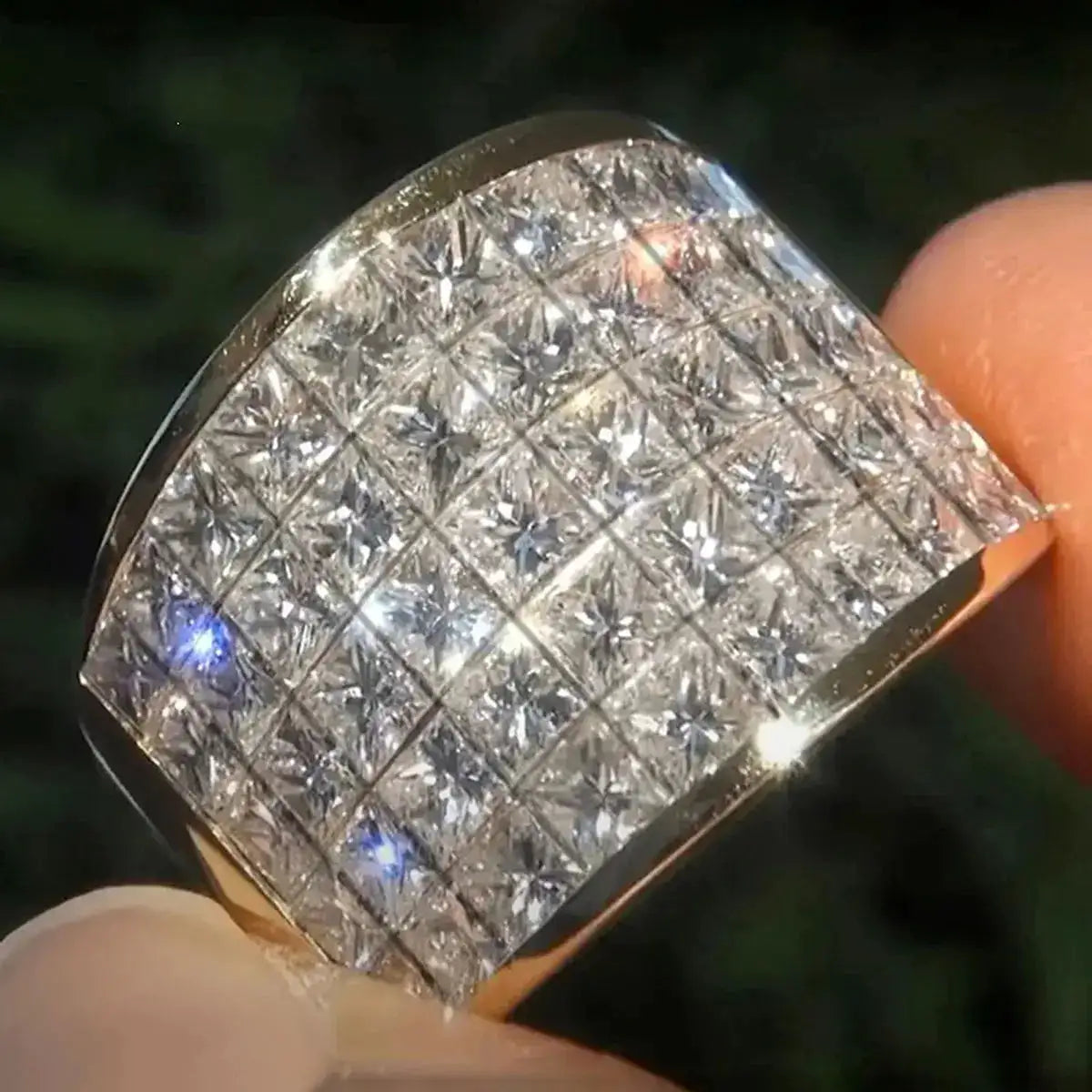 Square Platinum Zircon Party Charm Ring — product image 2