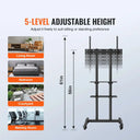 Height Adjustable Rolling TV Stand