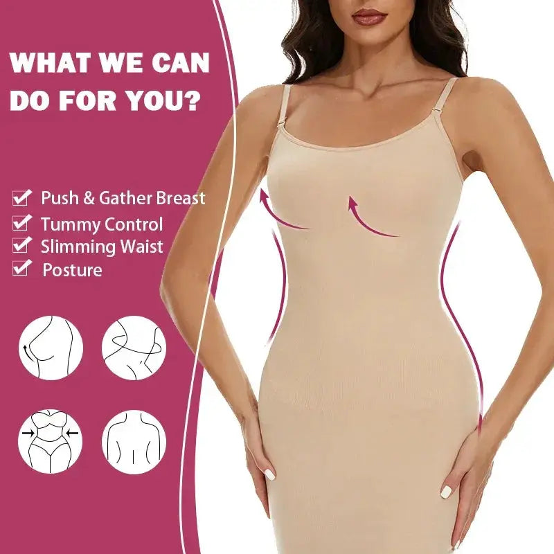 Seamless Womens Tummy Control Full Slip Body Shaper Dress