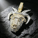 Hip Hop Goat Head With Glasses Pendant Micro Paved Shiny