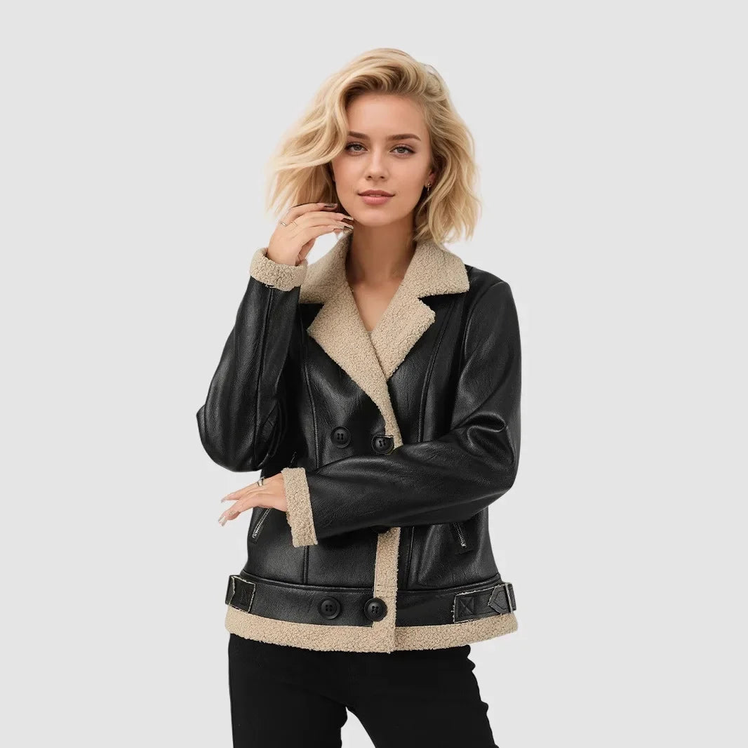 Fleece Lapel Faux Fur Coat