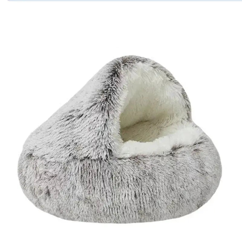 Round Plush Cat Bed Cozy Sleeping Bag For Small Pets