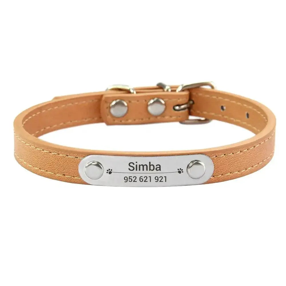 Engraved ID Pink Dog Collar for Pets — Yellow