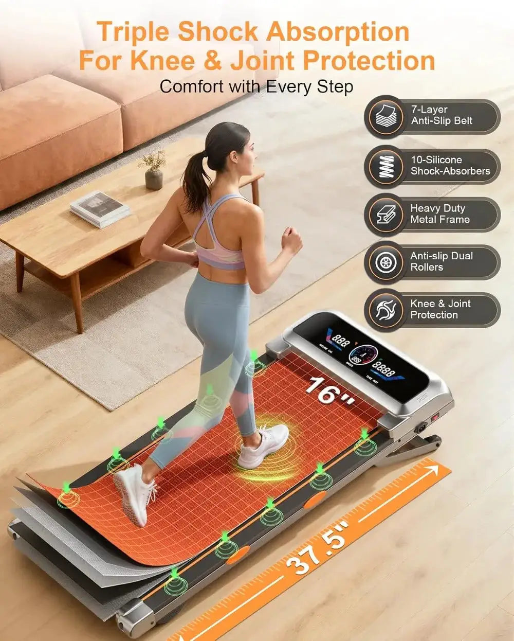 Walking Pad Treadmill With 15% 12-Level Auto Incline & UI Screen, 3.5HP Foldable Under Desk Treadmill With Bluetooth Speaker, Portable Treadmills For Home Office 450LBS, Remote, RGB Light