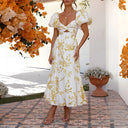 Floral Cutout Puff Sleeve Dress
