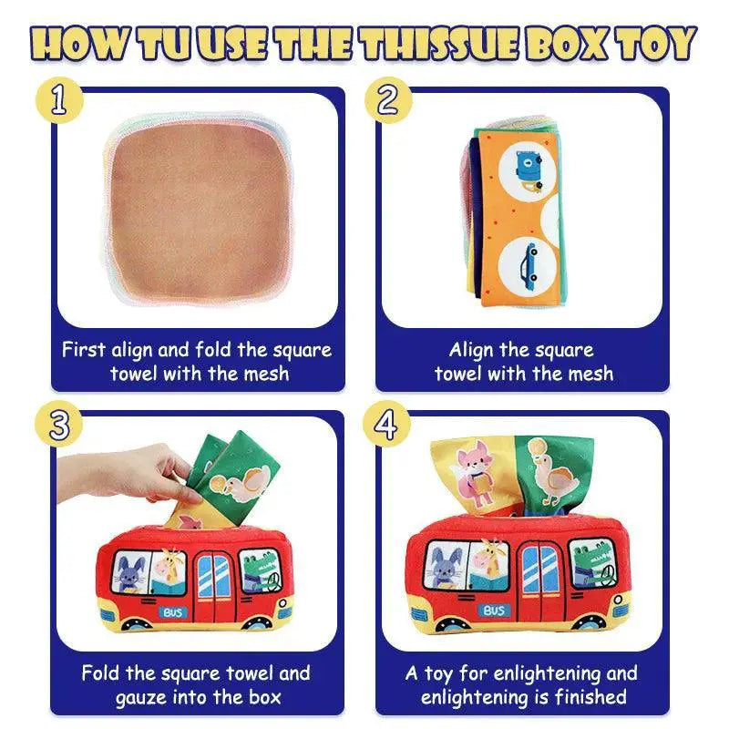 Montessori Sensory Pull Along Tissue Box Toy For Babies
