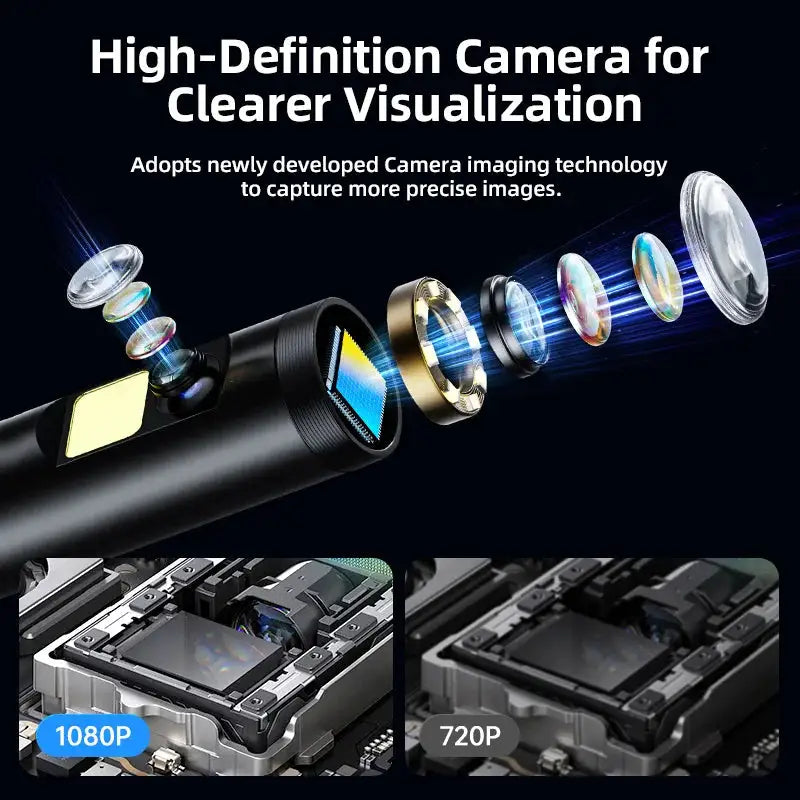 KERUI 5 Inch IPS Screen Industrial Endoscope Camera Dual Lens Dual View 1080P Pipe Inspection Borescope For Checking Car Sewer