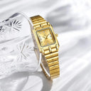 Square Stainless Steel Quartz Watch Stylish Water Resistant
